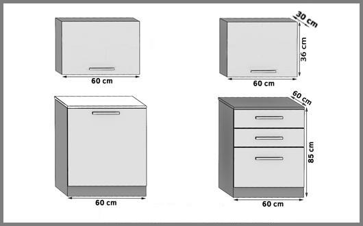 Mobili da cucina 120 cm bianchi lucidi con piano di lavoro Produttore INF VULCANO/3/WT/W/0/D