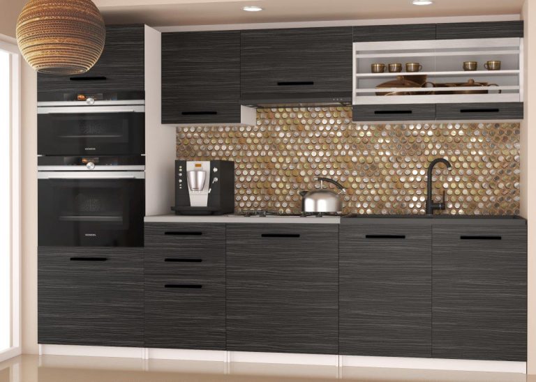 Mobili da cucina 240 cm nero ebano scuro con piano di lavoro Produttore TOR PAULA2/4/WT/HK/0/B1
