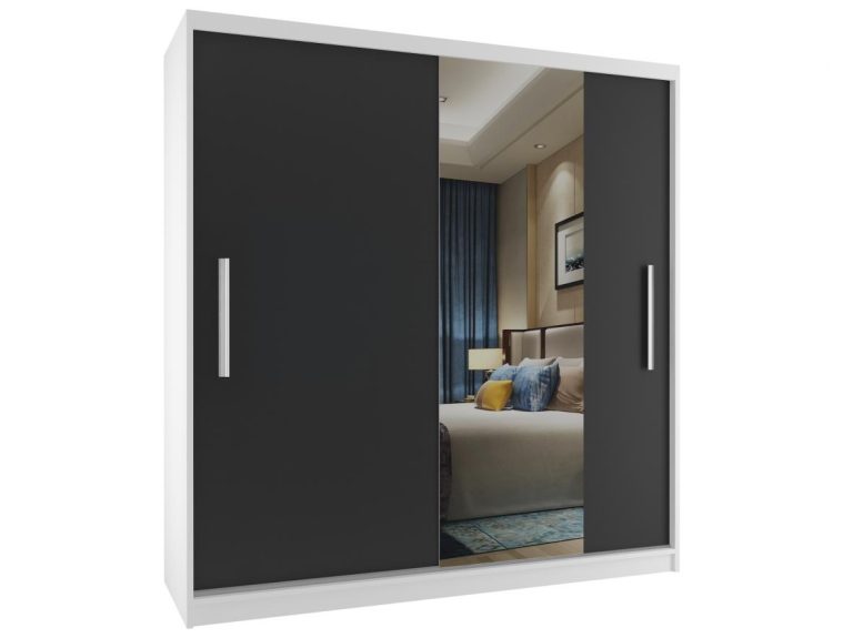 Armadio scorrevole 158 cm con specchio nero ebano scuro Produttore MSE SZP3/2/W/1B1L/AL