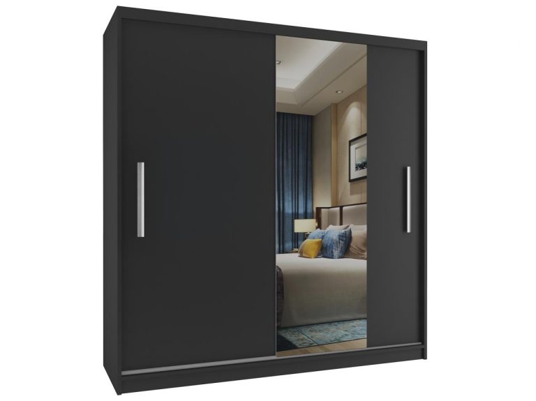 Armadio scorrevole 158 cm con specchio nero ebano scuro Produttore MSE SZP3/1/B/1B1L/AL