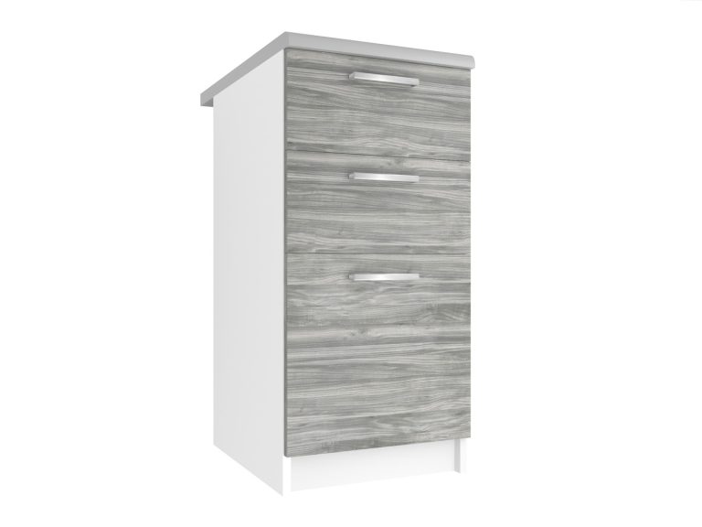 Mobile da cucina Belini inferiore con cassetti 40 cm grigio antracite Glamour Wood senza piano di lavoro Produttore TOR SDSZ40/1/WT/GW1/BB/E