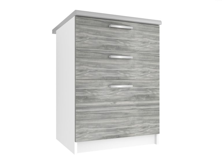 Mobile da cucina Belini inferiore con cassetti 60 cm grigio antracite Glamour Wood senza piano di lavoro Produttore TOR SDSZ60/0/WT/GW1/BB/E