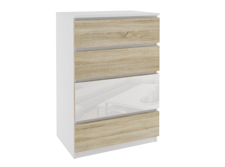 Comò 80 Belini bianco / rovere sonoma Produttore SI KOM1/1/W/DS/W/0