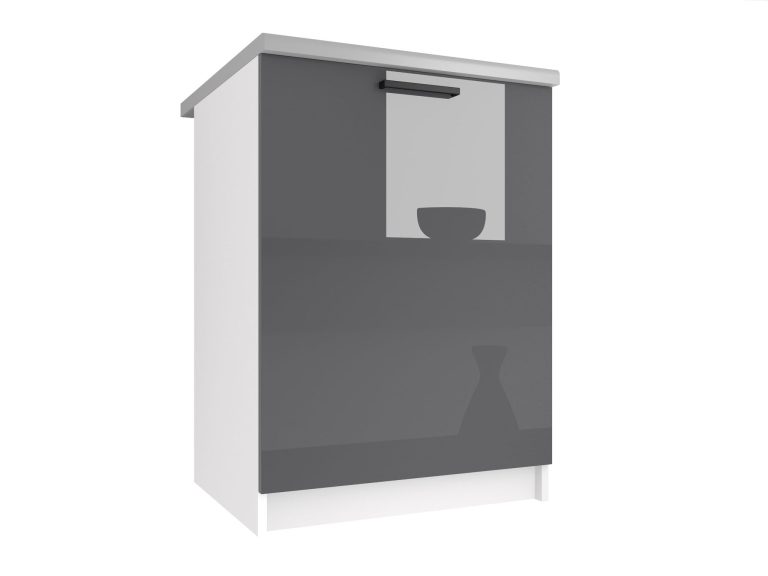 Mobile da cucina Belini inferiore 60 cm grigio lucido con piano di lavoro Produttore INF SD60/0/WT/S/0/B1/
