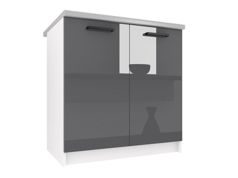 Mobile da cucina Belini inferiore 80 cm grigio lucido con piano di lavoro Produttore INF SD80/0/WT/S/0/B1
