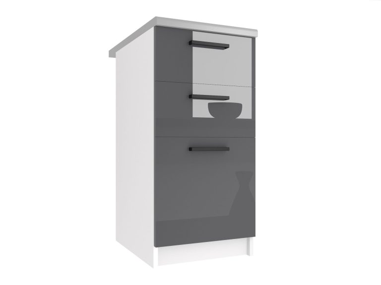 Mobile da cucina Belini inferiore con cassetti 40 cm grigio lucido con piano di lavoro Produttore INF SDSZ40/0/WT/S/0/B1

