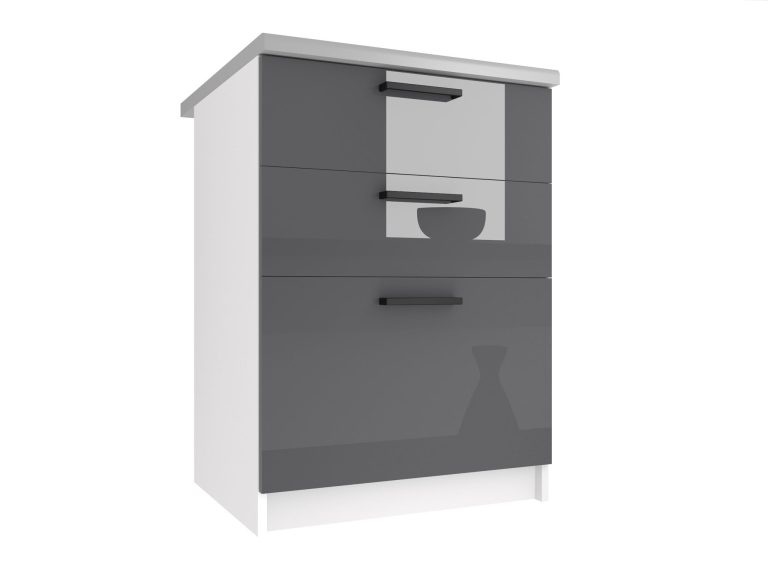 Mobile da cucina Belini inferiore con cassetti 60 cm grigio lucido con piano di lavoro Produttore INF SDSZ60/0/WT/S/0/B1
