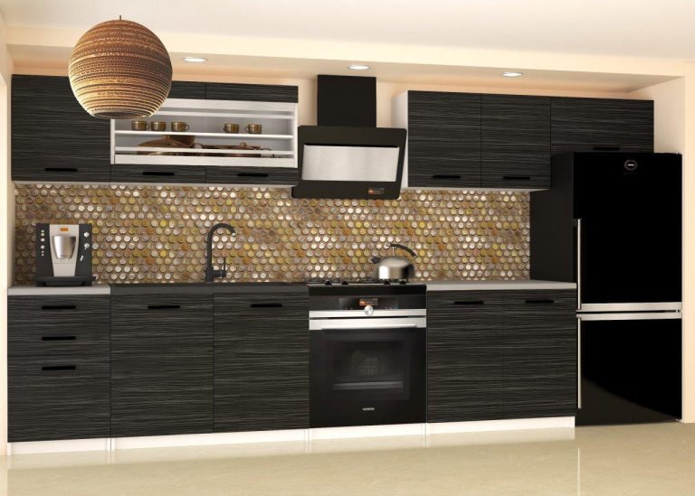 Mobili da cucina 240 cm nero ebano scuro con piano di lavoro Produttore TOR ELLA2/5/WT/HK/0/B1