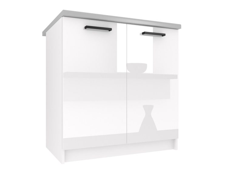 Mobile da cucina Belini inferiore 80 cm bianco lucido con piano di lavoro Produttore INF SD80/0/WT/W/0/B1