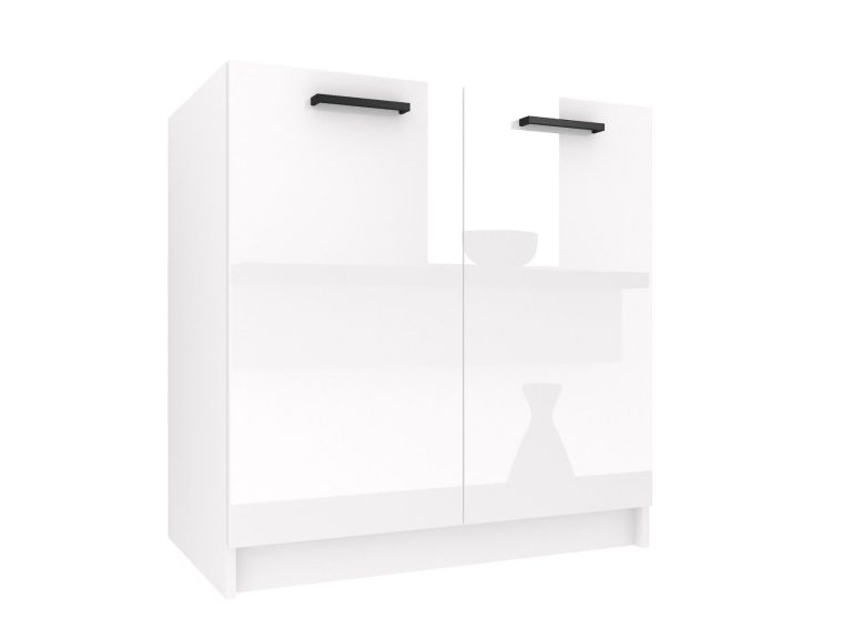 Mobile da cucina Belini con lavello 80 cm bianco lucido senza piano di lavoro Produttore INF SDZ80/0/WT/W/0/B1