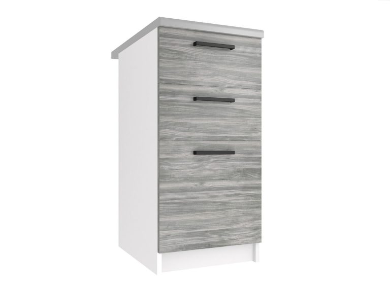 Mobile da cucina Belini inferiore con cassetti 40 cm grigio antracite Glamour Wood senza piano di lavoro Produttore TOR SDSZ40/0/WT/GW1/BB/B1