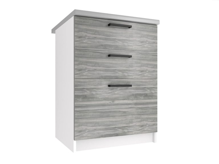 Mobile da cucina Belini inferiore con cassetti 60 cm grigio antracite Glamour Wood senza piano di lavoro Produttore TOR SDSZ60/0/WT/GW1/BB/B1