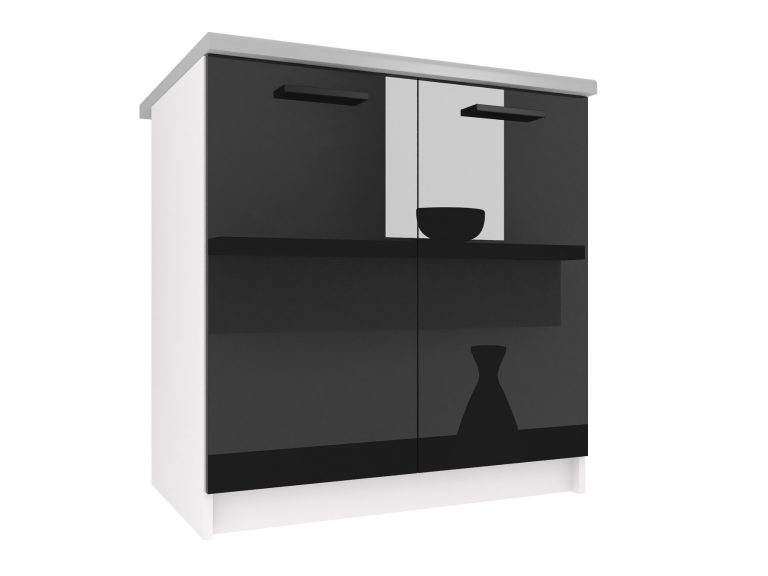 Mobile da cucina Belini inferiore 80 cm nero lucido con piano di lavoro Produttore INF SD80/0/WT/B/0/B1