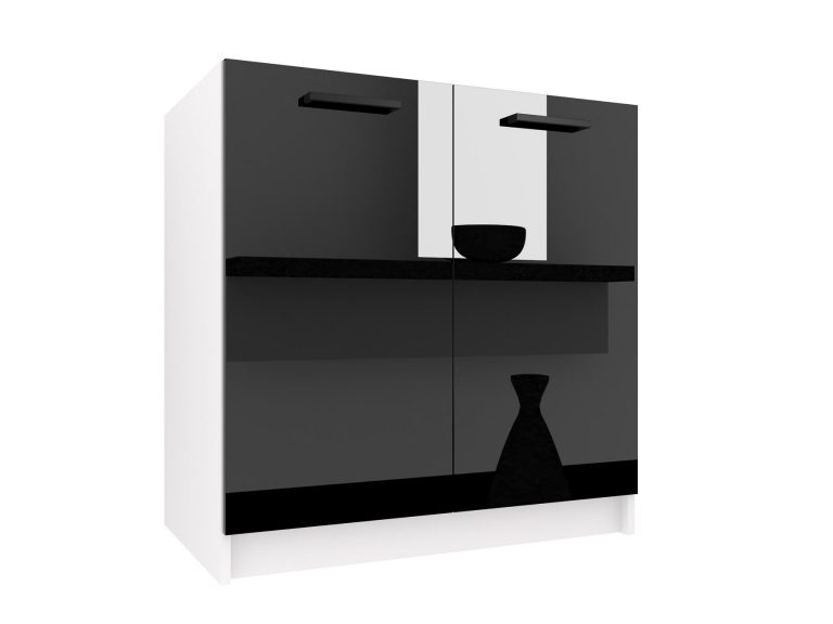 Mobile da cucina Belini con lavello 80 cm nero lucido senza piano di lavoro Produttore INF SDZ80/0/WT/B/0/B1