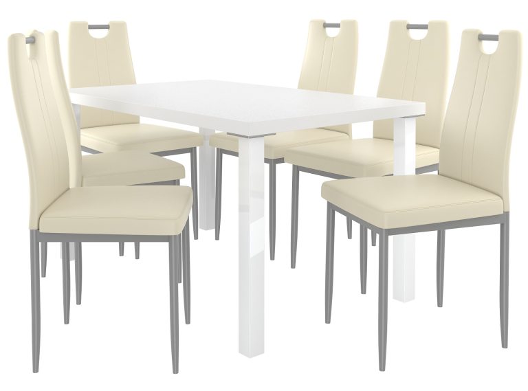 Set da pranzo 1 + 6 Belini Bianco opaco / Crema Roberto ROB/0/ZES/W/6KR






