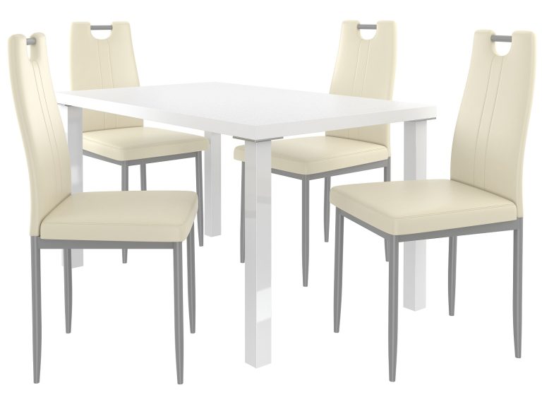 Set da pranzo 1 + 4 Belini Bianco opaco / Crema Roberto ROB/0/ZES/W/4KR






