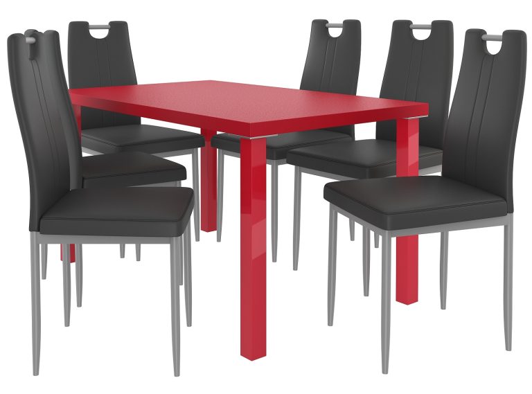 Set da pranzo 1 + 6 Belini Rosso opaco / Nero opaco Moderno ROB/0/ZES/R/6B






