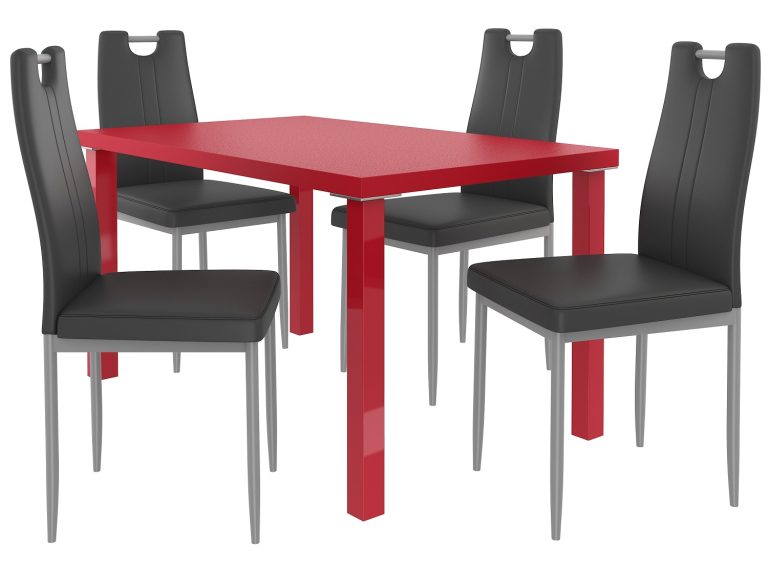 Set da pranzo 1 + 4 Belini Rosso opaco / Nero opaco Moderno ROB/0/ZES/R/4B






