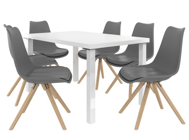 Set da pranzo 1 + 6 Belini Bianco opaco / Grigio Amaretto AMA/0/ZES/W/6G






