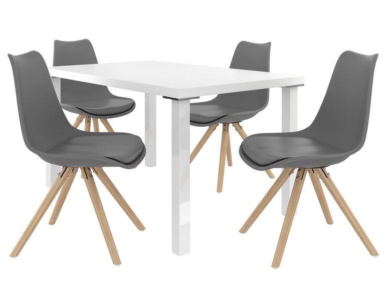 Set da pranzo 1 + 4 Belini Bianco opaco / Grigio Amareto AMA/0/ZES/W/4G
