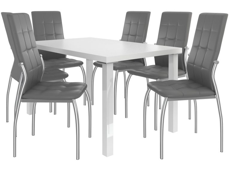 Set da pranzo 1 + 6 Belini Bianco opaco / Grigio Loreno LOR/0/ZES/W/6G






