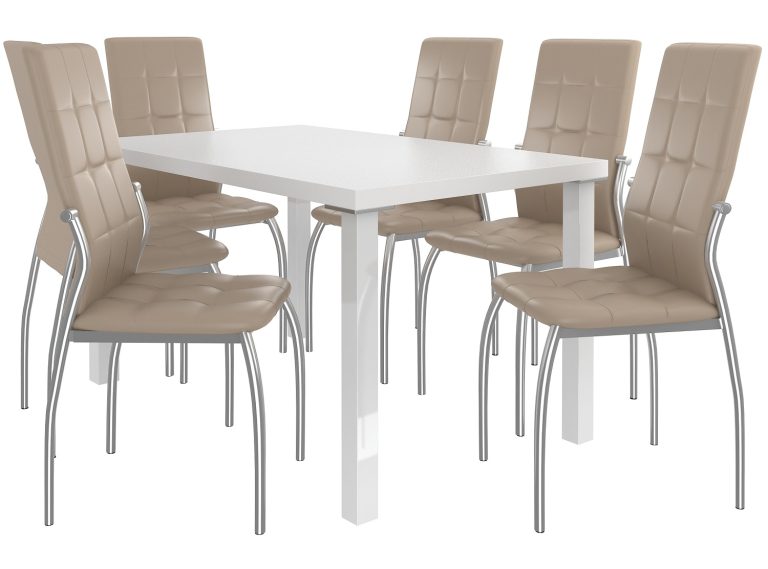 Set da pranzo 1 + 6 Belini Bianco opaco / Beige Loreno LOR/0/ZES/W/6BŻ






