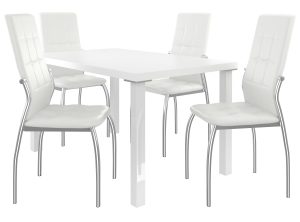 Set da pranzo 1 + 4 Belini bianco opaco / bianco opaco Loreno LOR/0/ZES/W/4W