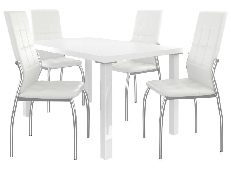 Set da pranzo 1 + 4 Belini bianco opaco / bianco opaco Loreno LOR/0/ZES/W/4W
