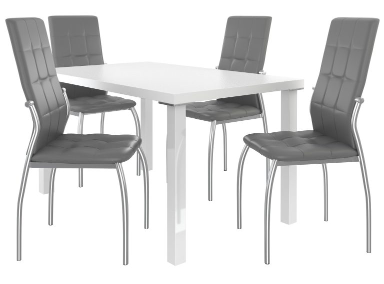 Set da pranzo 1 + 4 Belini Bianco opaco / Grigio Loreno LOR/0/ZES/W/4G






