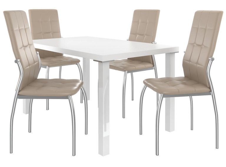 Set da pranzo 1 + 4 Belini Bianco opaco / Beige Loreno LOR/0/ZES/W/4BŻ






