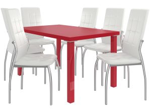 Set da pranzo 1 + 6 Belini Rosso opaco / Bianco opaco Loreno LOR/0/ZES/R/6W






