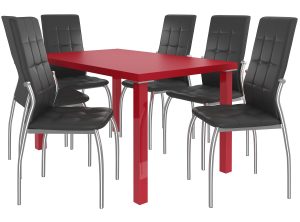 Set da pranzo 1 + 6 Belini Rosso opaco / Nero opaco Loreno LOR/0/ZES/R/6B






