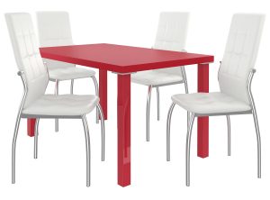 Set da pranzo 1 + 4 Belini Rosso opaco / Bianco opaco Loreno LOR/0/ZES/R/4W






