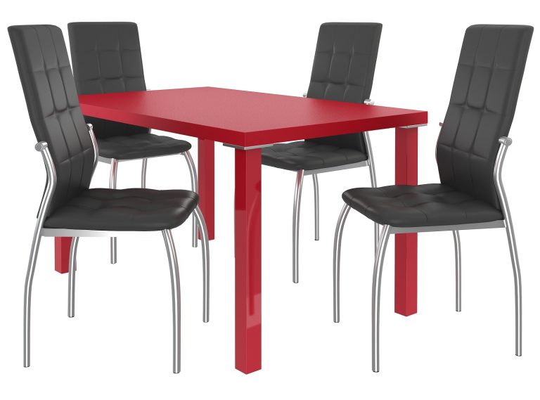 Set da pranzo 1 + 4 Belini Rosso opaco / Nero opaco Loreno LOR/0/ZES/R/4B






