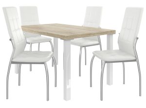 Set da pranzo 1 + 4 Belini Rovere Sonoma / Bianco opaco Loreno LOR/0/ZES/DS/4W






