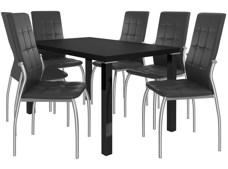 Set da pranzo 1 + 6 Belini Nero opaco / Nero opaco Loreno LOR/0/ZES/B/6B






