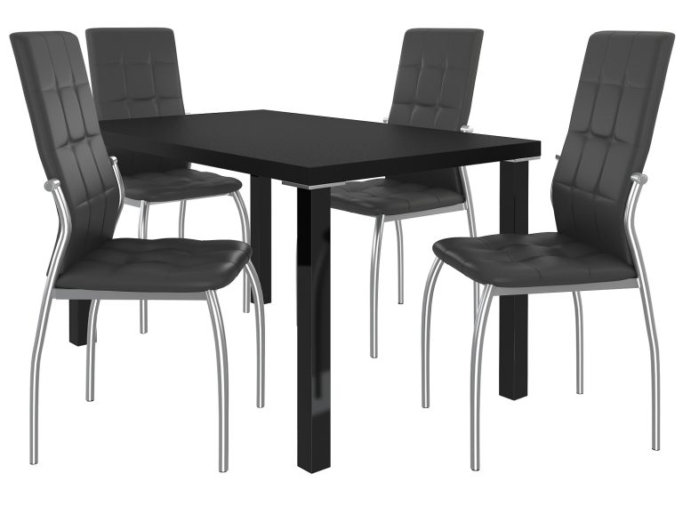 Set da pranzo 1 + 4 Belini Nero opaco / Nero opaco Loreno LOR/0/ZES/B/4B







