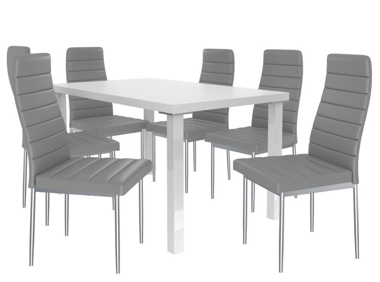 Set da pranzo 1 + 6 Belini Bianco opaco / Grigio Moderno MOD/0/ZES/W/6G