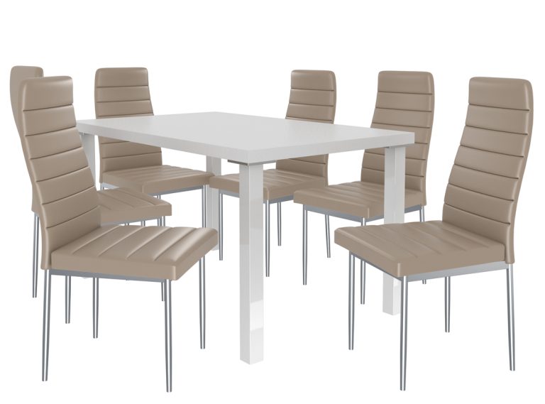 Set da pranzo 1 + 6 Belini Bianco opaco / Beige Moderno MOD/0/ZES/W/6BŻ






