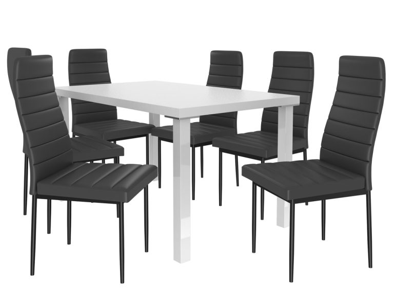 Set da pranzo 1 + 6 Belini bianco opaco / nero opaco Moderno MOD/0/ZES/W/6B