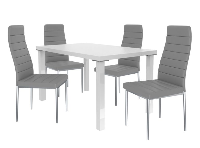 Set da pranzo 1 + 4 Belini Bianco opaco / Grigio Moderno MOD/0/ZES/W/4G