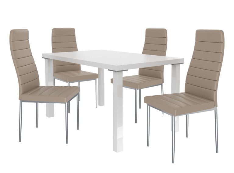 Set da pranzo 1 + 4 Belini Bianco opaco / Beige Moderno MOD/0/ZES/W/4BŻ






