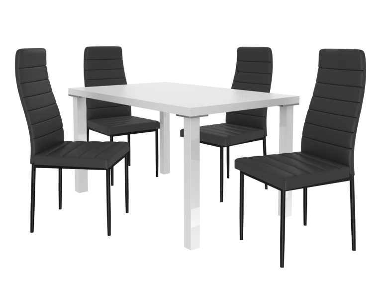 Set da pranzo 1 + 4 Belini bianco opaco / nero opaco Moderno MOD/0/ZES/W/4B