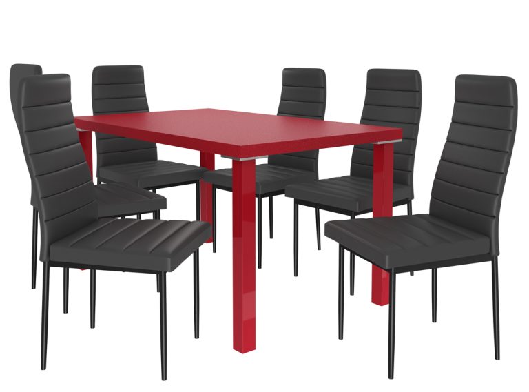 Set da pranzo 1 + 6 Belini Rosso opaco / Nero opaco Moderno MOD/0/ZES/R/6B






