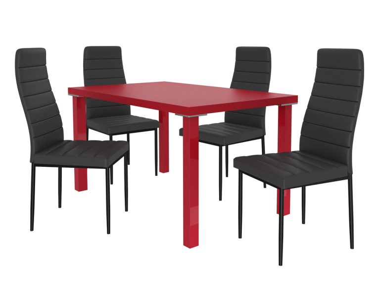 Set da pranzo 1 + 4 Belini Rosso opaco / Nero opaco Moderno MOD/0/ZES/R/4B






