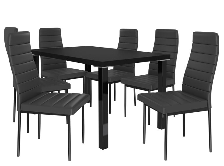 Set da pranzo 1 + 6 Belini Nero opaco / Nero opaco Moderno MOD/0/ZES/B/6B






