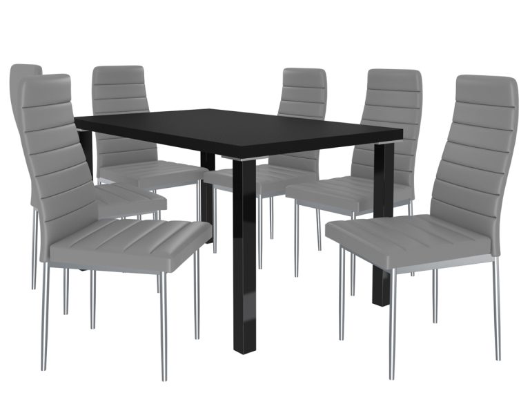 Set MODERNO nero + 6 sedie grigio MOD/0/ZES/B/6P