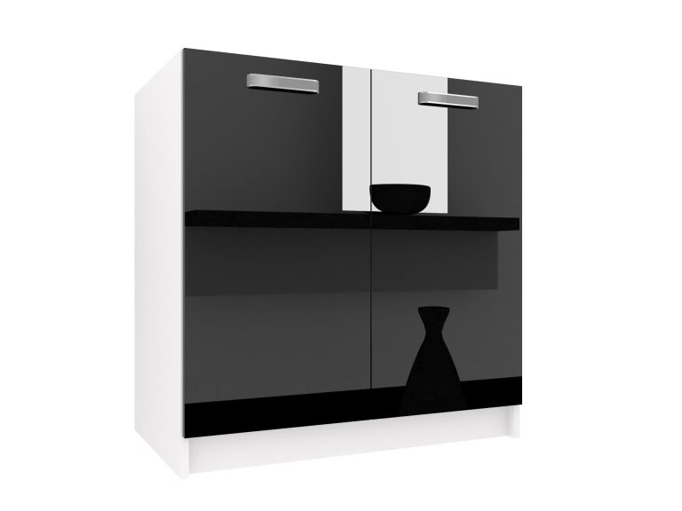 Mobile da cucina Belini con lavello 80 cm nero lucido senza piano di lavoro Produttore INF SDZ80/0/WT/B/0/F