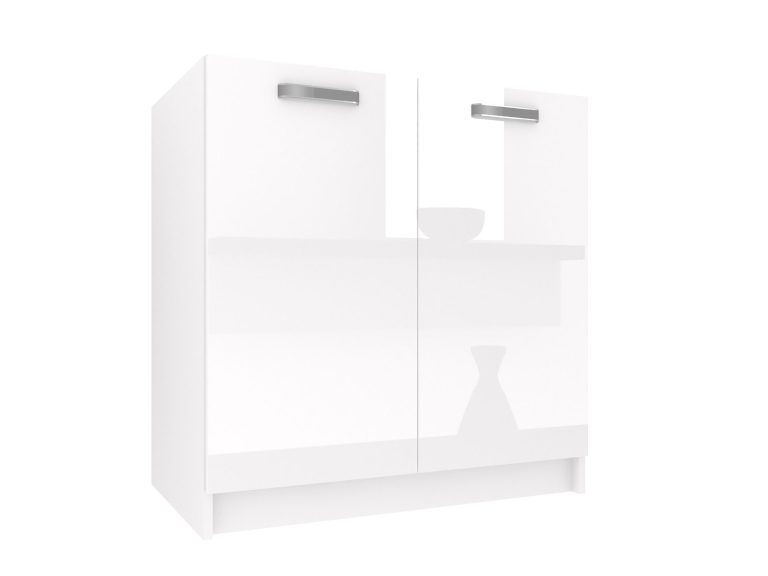 Mobile da cucina Belini con lavello 80 cm bianco lucido senza piano di lavoro Produttore INF INF SDZ80/0/WT/W/0/F