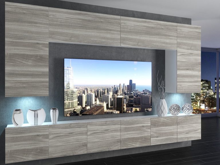 Parete attrezzata 300 cm Belini grigio antracite Glamour Wood Imperium 2 Produttore IMP 2/5/W/GW1/0/0
